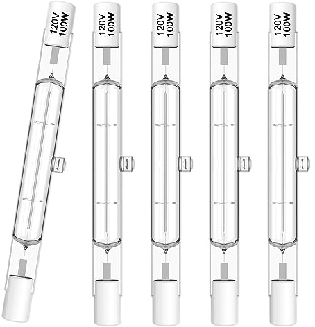 R7S Bulbs,5 Pack Halogen Bulbs R7S 78mm T3 100W 120V,1050lm J-Type Halogen Light Bulb with Long Lifespan,3-inch Long Double Ended Light Bulb for Work,Security,Landscape Lights,Dimmable,Warm White