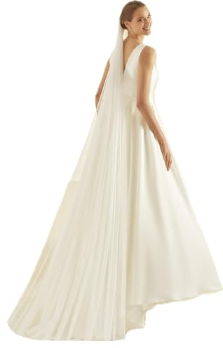 Bianco Evento Schleier in Ivory Braut Schleier mit Kamm 300 cm lang aus Glitzertüll