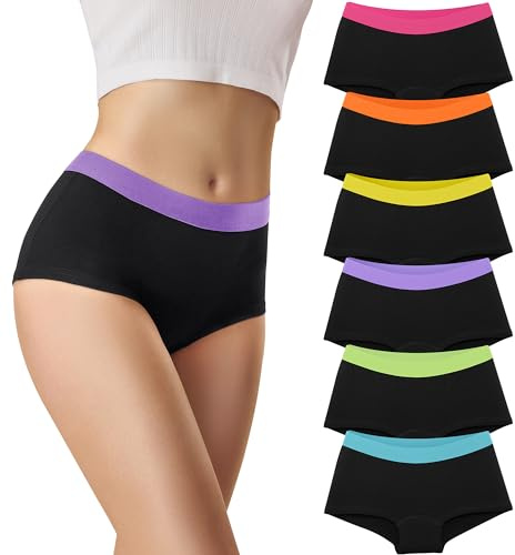 Libella Culotte Femme Coton Boxer Femme Shorty pour Femme Lot de 6 | Boxer Femmes Coton,Boxer de Sport Shorts Caleçons sous-vêtements Extensibles pour Femmes,Panties Confortable Ensemble Femme