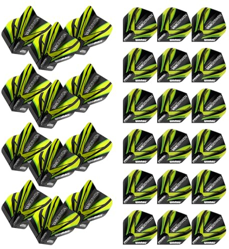 WINMAU MvG Michael Van Gerwen Prism Alpha Dart-Flights, Schwarz und Grün, extra dick, 10 Sets pro Packung (insgesamt 30 Dart-Flights)
