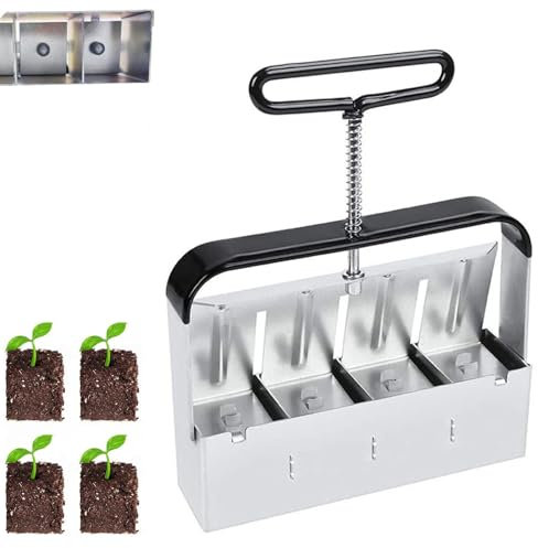 Holzsammlung Handgehaltener Bodenblockierer 5x5cm Saatgut Block Macher auf einmal Boden Block Maker für Boden-Block für Saatgut Start Garten Boden Blumenerde für Outdoor-Pflanzen#C