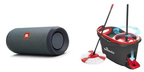 JBL Flip Essential 2 Portable Bluetooth Speaker with Rechargeable Battery & Vileda Turbo Microfibre Mop and Bucket Set, Spin Mop for Cleaning Floors