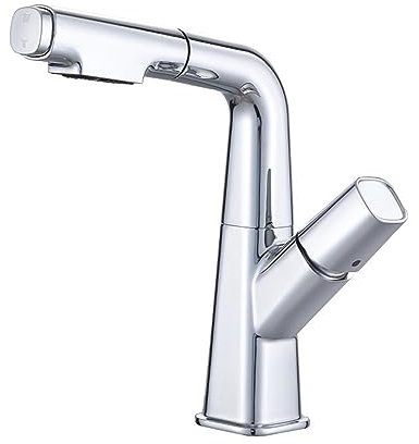 Badezimmer-Wasserhahn für Waschbecken, 1 Loch, Wasserhahn für Badezimmer-Waschbecken, Einhebel-Waschtischarmatur, Einloch-Waschbeckenarmatur mit Zug- und Hebefunktion