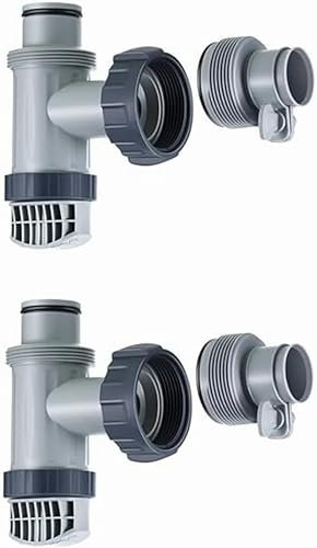 Daaxing Pool Tank Plunger Valve Hose Adapter Replacement,Pool B-Type Hose Adapter for Intex,Swimming Pool Filter Adapter with Plunger Valve (2 Set)
