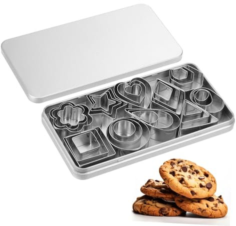 HANABASS Stampini Per Biscotti in Metallo Confezione Assortita Di Forme Di Tagliabiscotti Tagliabiscotti Forma Di Fiore Rotondi e Forma Di Cuore Per Cottura Al Forno
