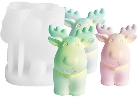 Molde de silicona de ciervo alce, molde de silicona de reno - Moldes Navideños Para Arcilla,Vela perfumada de silicona resistente al desgarro, molde para hornear con adorno artesanal de arcilla
