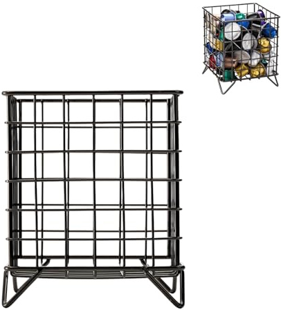 Coffee Pod Holder,Square Wire K Cup Holder Espresso Pod Organizer | Metal Storage Basket for Kitchen, Pantry, Office, Cafe, Coffee Bar Accessories, Coffee Table Organiser