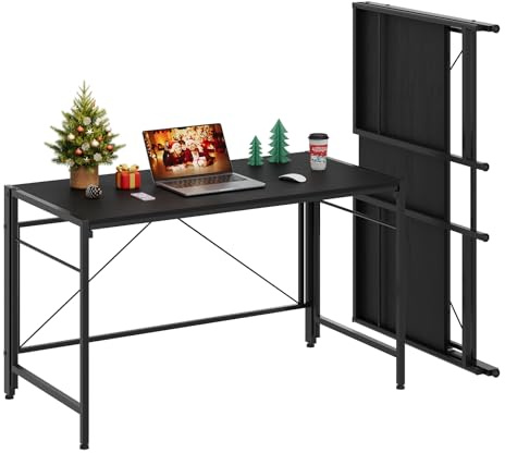 Dripex XXL Klappschreibtisch 110 x 50 cm Faltbarer Computertisch mit Stahlgestell Platzsparender PC Tisch wasserdichte Tischplatte für Home Office Arbeitszimmer (Schwarz)