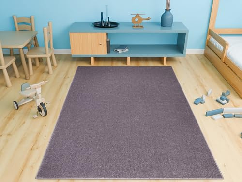 AKCILA Lima rechteckig Lila Kinderzimmerteppich 140x190 cm | Kinderzimmer Kurzflor Teppiche Mädchen, Jungen, Kids Carpet, Teppich Schlafzimmer, Teppiche Gegend