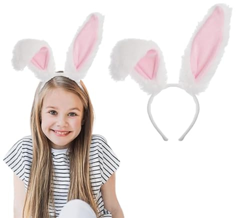 dinghaole Bunny Folding Ears Headband, Cute Easter Plush Rabbit Ears Hairbands, Hairband Headwear Valentines Easter Day Halloween Cosplay Christmas Party Prom Head Band Costume Hair Accessories