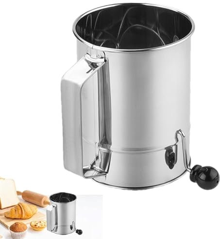 Hand Crank Cup Sifter - Flour Sifter Shaker | Hand Crank Sifter For Baking Flour, Sugar Shaker Cup Sifter Handheld Sifter, Hand Crank Cup Sifter For Baking Cakes, Pastries, Pies, Cupcakes And Desserts