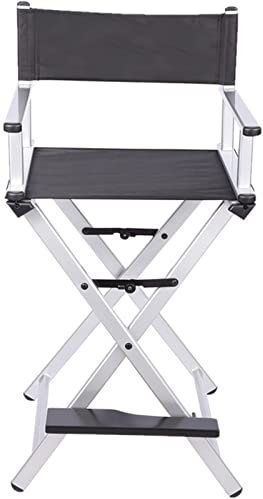 ONFSZCKB Professioneller, klappbarer Regiestuhl, hoch für Kunden, tragbarer Aluminiumstuhl, klappbarer Regiestuhl, Maskenbildnerstuhl, Camping-Chaiselongue, Silber