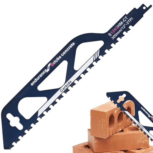 Lama per sega alternativa, 30,5 cm, universale, per sega a sciabola, da taglio in carburo di tungsteno, lama da taglio per muratura in acciaio, mattoni, cemento, pannelli compositi in calcestruzzo