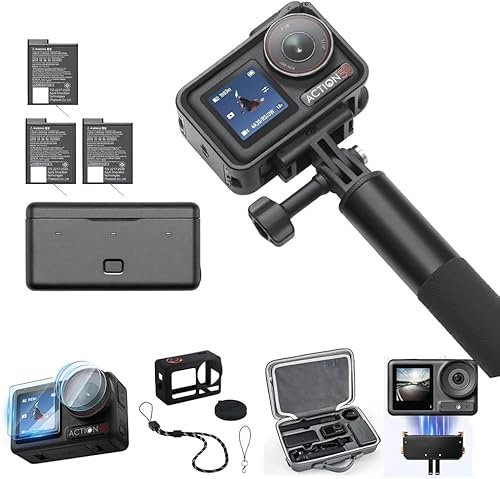 DJI Osmo Action 5 Pro Adventure Combo mit Aufbewahrungstasche + Panzerfolie + Magnetfuß + Schutzhülle, Action-Kamera 4K, verlängerte Akkulaufzeit mit 3 Akkus, Stabilisierung, Zwei OLED Touchscreens