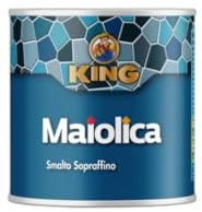 King Smalto Sopraffino a Solvente MAIOLICA,per ambienti marini e montani,per esterni ed interni,per ferro, legno, leghe leggere, lamiere zincate e muri,750ml (BIANCO OPACO, 375ml)