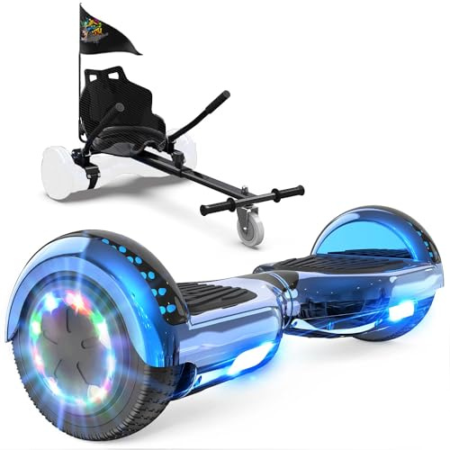 GeekMe Pack Hoverboard avec Hoverkart, 6,5 Pouces, Haut-Parleur Bluetooth, Lumières LED, Cadeau Enfant Adulte