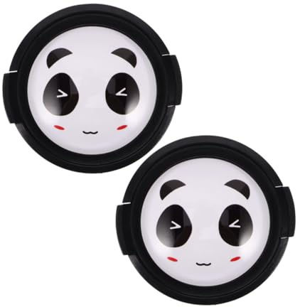 Objektivschutzkappe 52mm aus Kunststoff mit Panda Motiv, 2 Stück | Klemmkappen mit Griffmulden, für Kameraobjektive, Leicht Montierbar und Abnehmbar