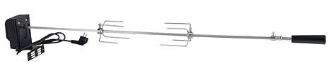 El Fuego® Universal Drehspieß mit Motor | Größe variabel einstellbar | aus Edelstahl gefertigt | Spießlänge bis 120 cm | inkl. 2 Fleischnadeln | Gasgrills mit 2 bis 6 Brennern | Tragkraft bis 8 kg