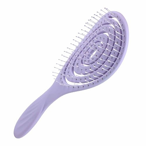 Spazzola districante curva, setole in nylon con perline, antiscivolo, design ergonomico, adatta per capelli asciutti e bagnati, stimola il cuoio capelluto