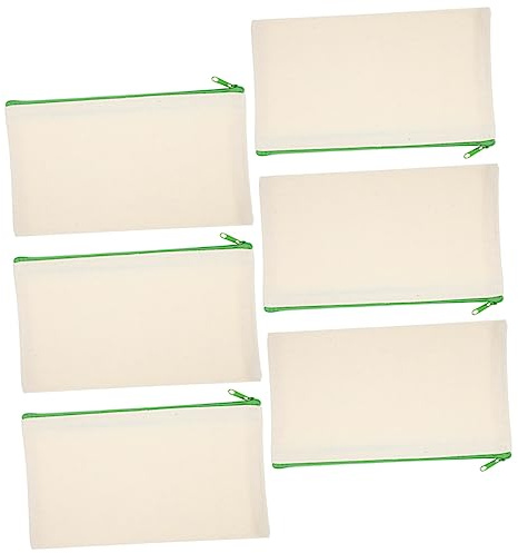 DECORNIJIA Weiße Canvas Federmäppchen Multifunktionale Aufbewahrungstasche 6 Stück-Pack mit Reißverschluss Zufällige Farbe für Stifte und Kosmetik für Festival und Alltag