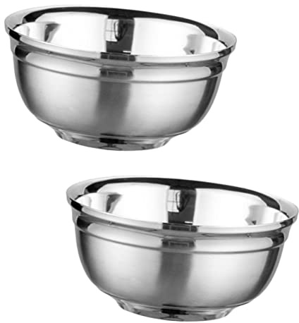 CONGARTENO 2 piezas Cuencos de Acero Inoxidable Tazones de Doble Capa Aislante Resistentes al Calor para Fideos Sopa y Arroz para Cocina y Comedor