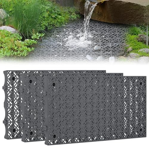 DFENG Lot de 3 grilles de bassin de fontaine, très résistantes de 60 x 30 cm, grille d'eau pour lits surélevés, kit cascade pour bassin intérieur et extérieur, fontaines à cascade, jardins aquatiques