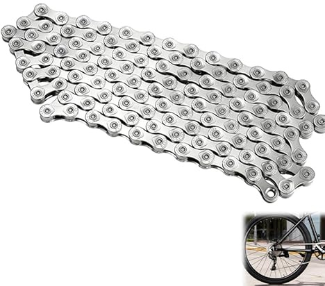 9-växlad cykelkedja, 116 länkar i slitstarkt stål för mountainbike och landsvägscykel, smidig och hållbar växellåda för 9-växlad och 116 länkar cykling