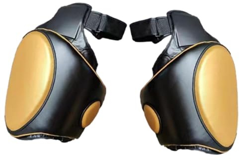 Milageto Muay Thai Thigh Pad Thigh Protector Mat Breathable EVA Kick Pads Leg Kick Pad for Sparring Sports Kickboxing, Black Gold