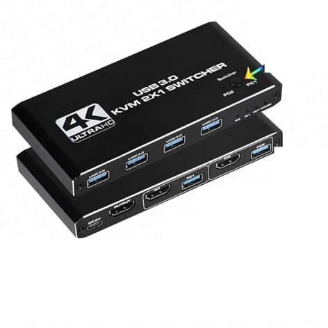 YVAAASIYC Switcher USB 3.0 Hub Switch compatibile 4K Selettore Docking Station 2 Computer Condivisione 4 dispositivi Tastiera Monitor(Button Controller)