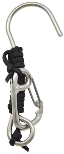 Hipzeepo Crochet de Plongée sous-Marine avec Dragonne Spiralée de 120 Cm, en Acier Inoxydable, Hameçon Simple pour la Pêche Dérivante sur Récif A