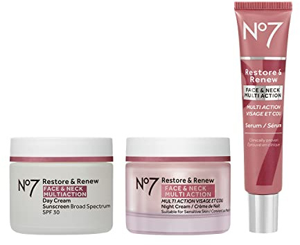 No7 Restore & Renew Face & Neck Sculpting Skincare System, 3-Piece Kit