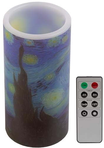 Lavish Home Van Gogh “Starry Night” Flameless Candle, 3” x 6”