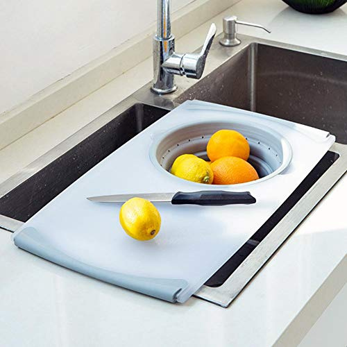MondayUp 2-in-1-Schneidebrett für die Spüle, universelles innovatives und multifunktionales Schneidebrett, Küchenwerkzeug, 50 cm / 28,5 cm