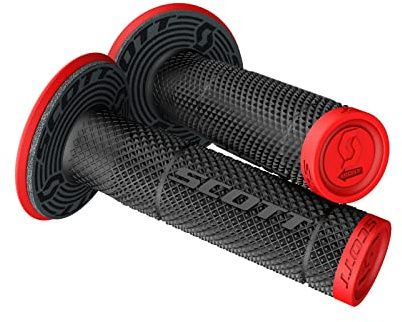 Scott SX II MX - Manopole per moto, con ciambella, colore: nero/rosso