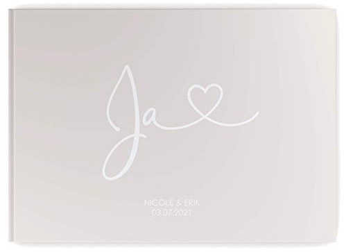 DeinWeddingshop Gästebuch zur Hochzeits - PERSONALISIERT mit Namen & Datum - Hardcover Buch, 104 Seiten, DIN A4 quer | Hochzeitsgästebuch (Inhalt weiße Seiten - blanko, JA)