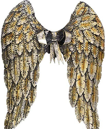 Engelsflügel Wanddeko Gold Metallflügel Wandhänger Wandskulptur Flügel Deko aja226 Palazzo Exklusiv
