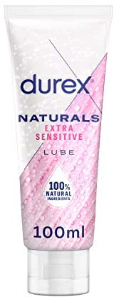 Durex Natural Extra Sensitive Water-Based Lube 100 ml, Intimate Gel Aloe Vera, Non-Sticky, Ph Friendly, Condom And Toy Compatible, Eases Vaginal Dryness