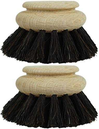 Novaliv 2X Ersatzbürste I Rosshaar I groß I Wechselkopf Holz Spülbürste Abwaschbürste Küchenbürste Geschirr Bürste Scheuerbürste Putzbürste Bürste Küche Dish Brush
