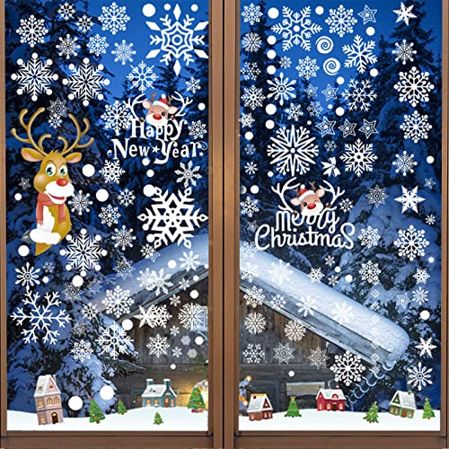 JOKILY 189 Stück Fensterbilder Weihnachten, Weihnachten Selbstklebend Fensterdeko, Fensteraufkleber PVC Fensterdeko, Fensterbilder Weihnachten, Türen Schaufenster Vitrinen Glasfronten Deko (5A)