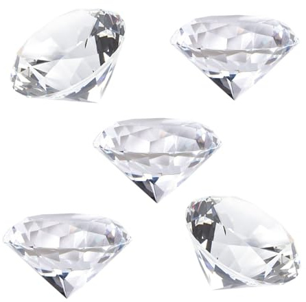Sctmda Deko Diamanten Groß 5 Stück Transparent Kristall ​Dekosteine Deko Diamanten Diamanthochzeit Deko Kristall Glas Diamant Kristallglas Deko Tischdeko Diamanten Diamant 40mm