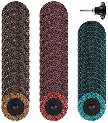LUCKUT Quick Change Discs 2 Inch Roll Lock- 46pcs, 1/4'' Holder Surface Discs for Die Grinder Surface Strip Rust Paint Removal (46)
