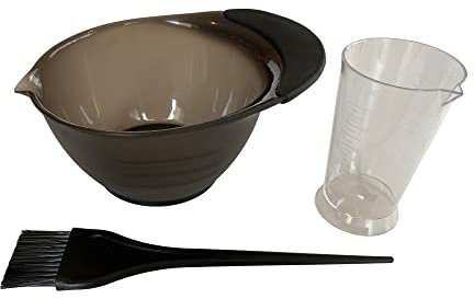 Professional Hairdresser's 3 Piece Black Tinting or dye Set - Includes tint/dye Bowl, dye brush and measuring Jug. Ideal hair dye home kit.