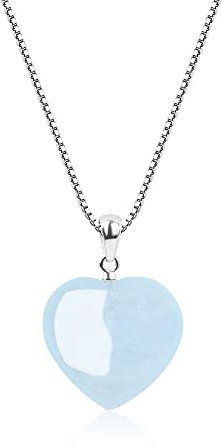 COAI Geschenkideen Damen 925 Silber Halskette aus Edelsteine Herz Anhänger aus Aquamarin