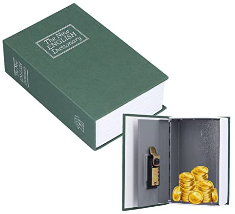 Natudeco Mini Libro Sicuro Serratura a Combinazione Finto Libro Scatola di immagazzinaggio Nascosto Scatola di Sicurezza in Metallo Portatile per Risparmiare Denaro casa Soggiorno Ufficio