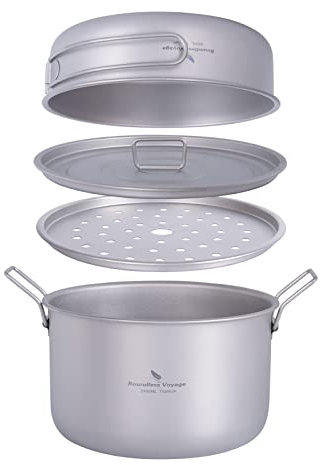 Boundless Voyage Camping-Kochgeschirr, leichtes Kochtopf-Set, Titan-Topf, tragbar für Outdoor, Kochen, Reisen, Wandern, Trekking, Rucksackreisen, 1-5 Personen (108 C + 68 C + 29 P)