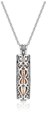 Zysta Creamation Locket Necklaces Urns Ash Personalised Engraving Hollow Waterdrop Pendant Necklaces Keepsake Jewellery Teardrop Urn Necklace for Ashes Customised Memorial Stainless Steel