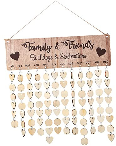 FUNOMOCYA Holz Wandkalender Familien Geburtstags Countdown Diy Dekoration Mit Holzscheiben Metallringen Und Haken Für Erinnerungen An Feiertage Und Jubiläen