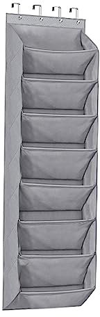 Folpus Hängendes Schuhregal, Kleiderbügel, Schuhhalter für schmale Türen, Tiefe Taschen, Tür-Schuhregal für Zimmer Closet Pantry, Hellgrau 8 Schichten