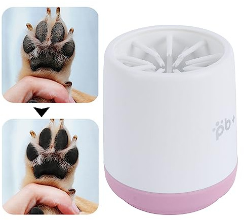 Taza de limpieza de patas de mascotas, limpiador automático de patas de, limpiador de pies de, adecuada para perros, cachorros, gatos, gatitos (rosa)
