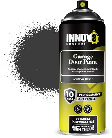 GARAGE DOOR SPRAY PAINT - Exterior & Interior Door - Multi Surface - Metal, Wood & uPVC - No Primer or Top Coat - 1 x 400 ml - Professional Standard Fast Dry Satin Finish - PANTHER BLACK